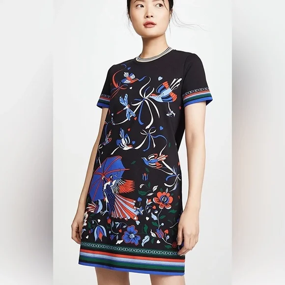Tory Burch Paradise Bird Tshirt Dress - Picture 3 of 15